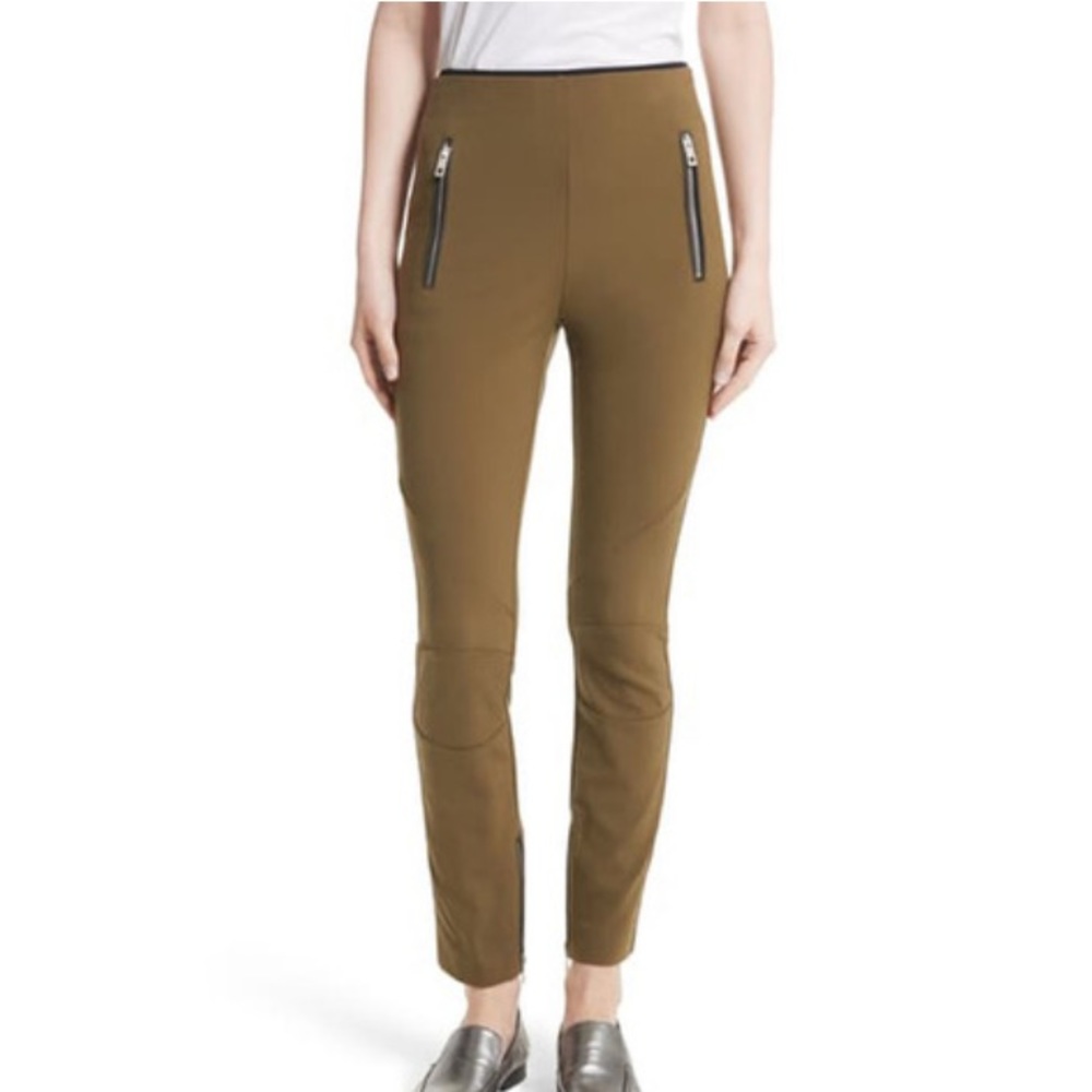 Rag and Bone Olive Green Zip Pocket Front Straight Leg Pull On High Rise Pants